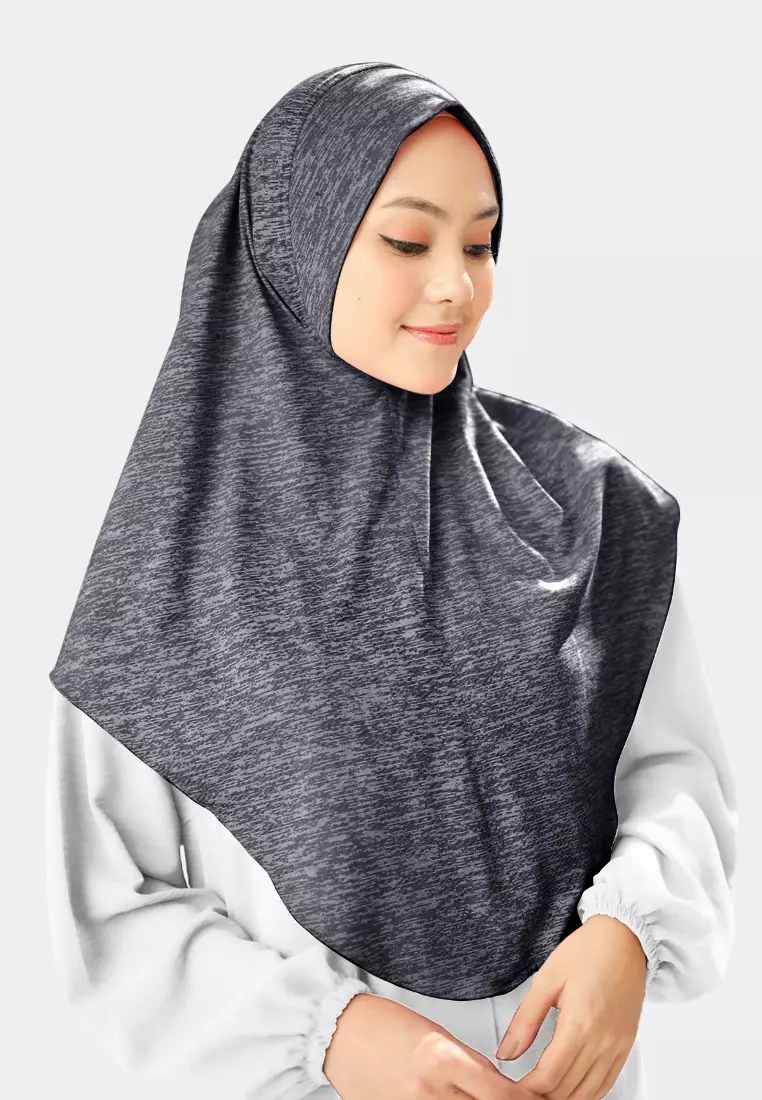 Cotton Bee - Gyra Instan | Bergo Jersey Tekstur - Dark Grey