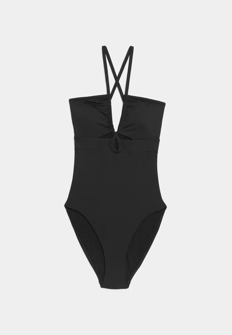 Padded Cut Out Halterneck Swimsuit