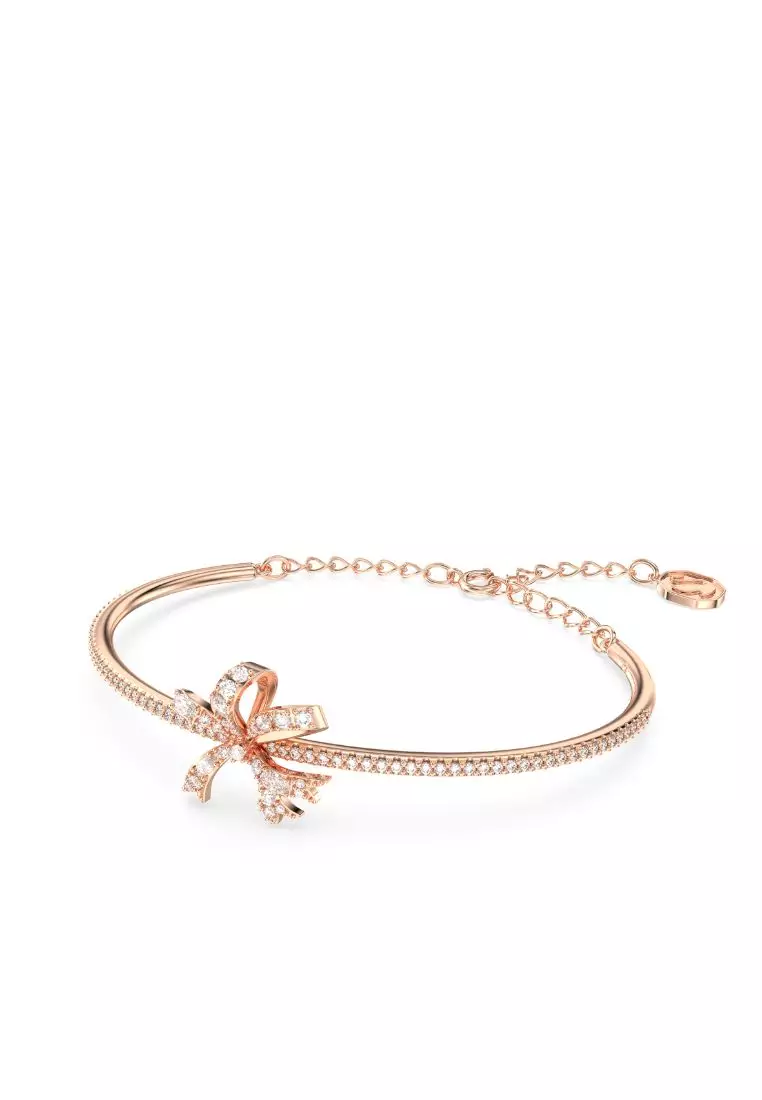 Buy Swarovski Hyperbola bangle, Bow, White, Rose gold-tone plated 2024 ...