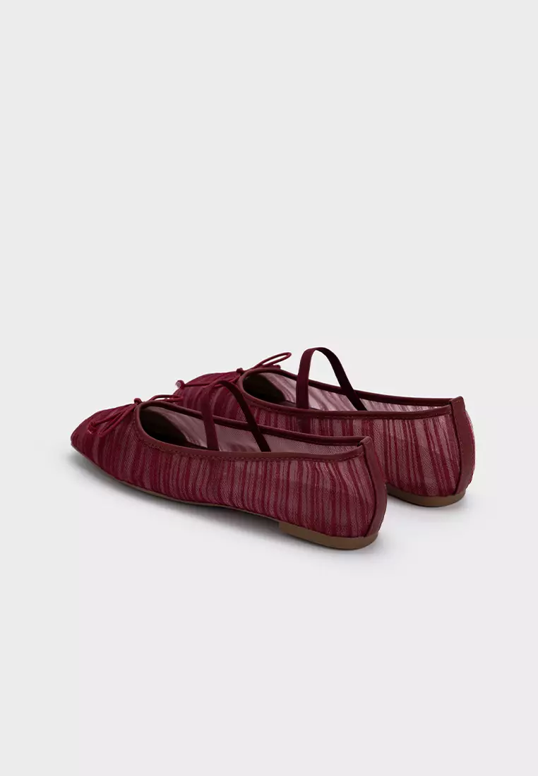 MESH PLEATED BALLET FLATS