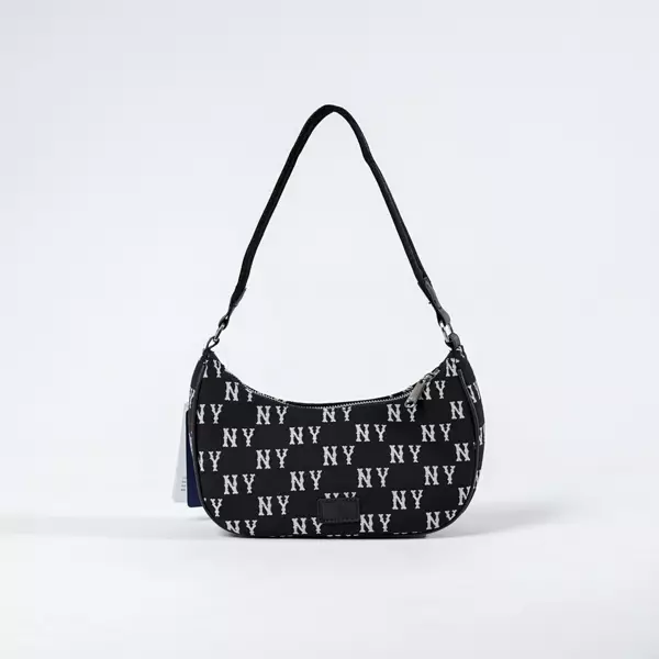 Tas MLB NY SILVER MONOGRAM BLACK SS24 HOBO BAG 100% ORIGINAL