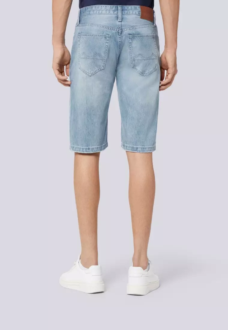 男裝V57靛青漂白牛仔短褲