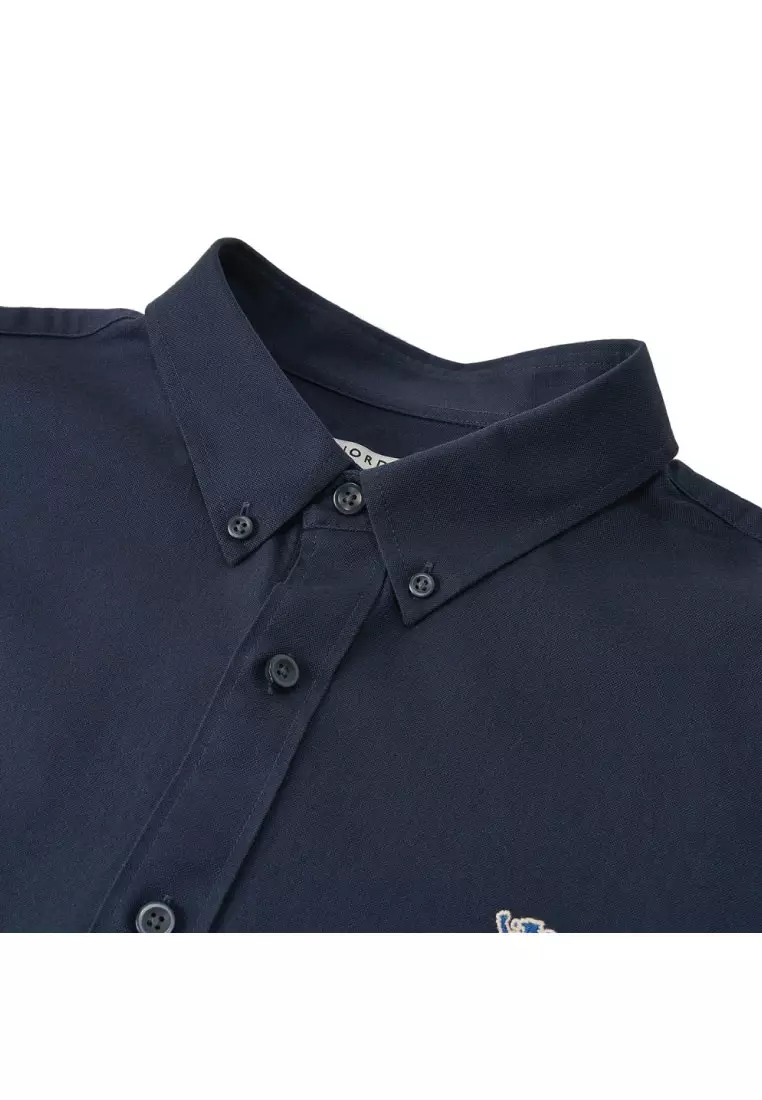 Men's Oxford Long Sleeve Slim Embroidery Shirt 01045083