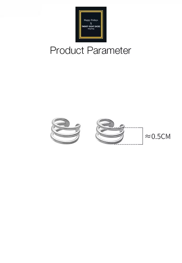 925 Silver Triple Layer Design Ear Cuff JW AR-E2957.3