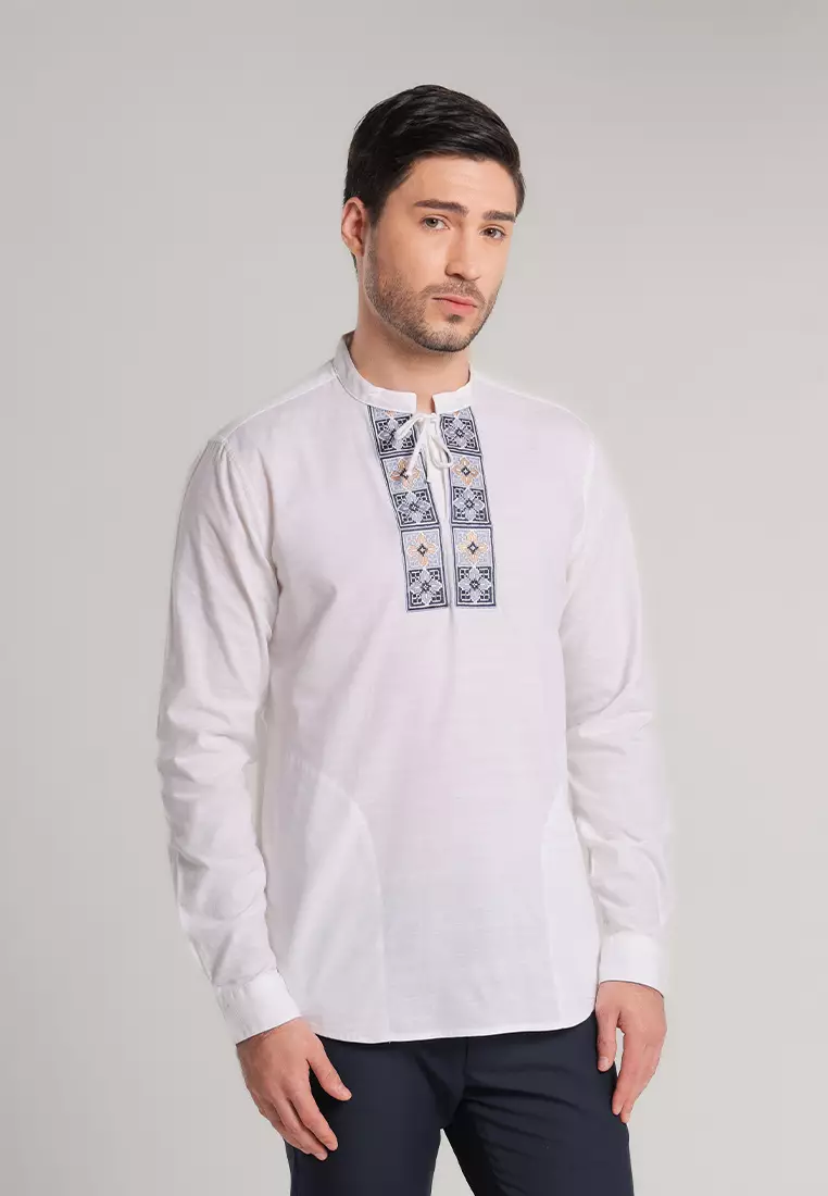 MOC Kemeja Shanghai Lengan Panjang Pria Fahrul - White