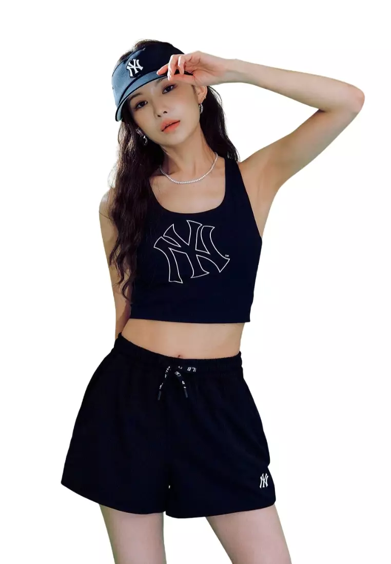 Women`s Basic Big Logo Crop Top NY Yankees - Black