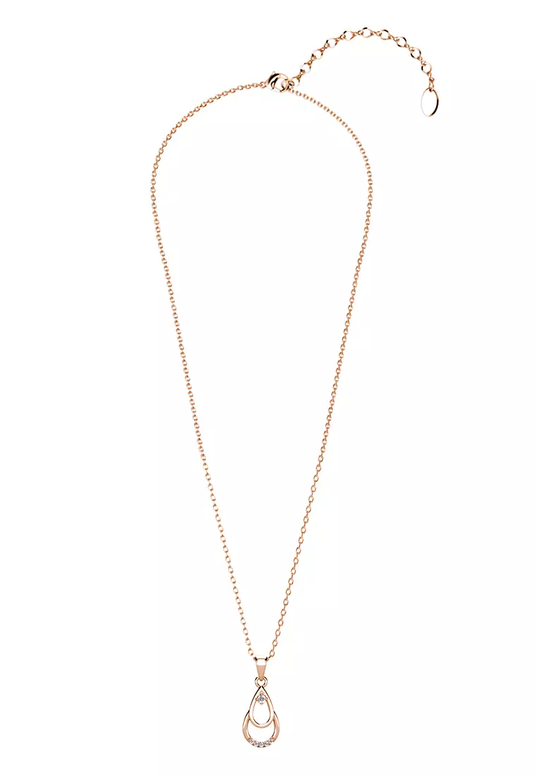 Her Jewellery Droplet Duo Pendant (Rose Gold) - Luxury Crystal Embellishments plated with 18K Gold