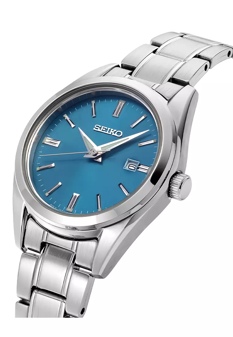 Seiko Quartz Classic Ladies Blue Dial Silver Stainless Steel Bracelet Women’s Watch - SUR531P1