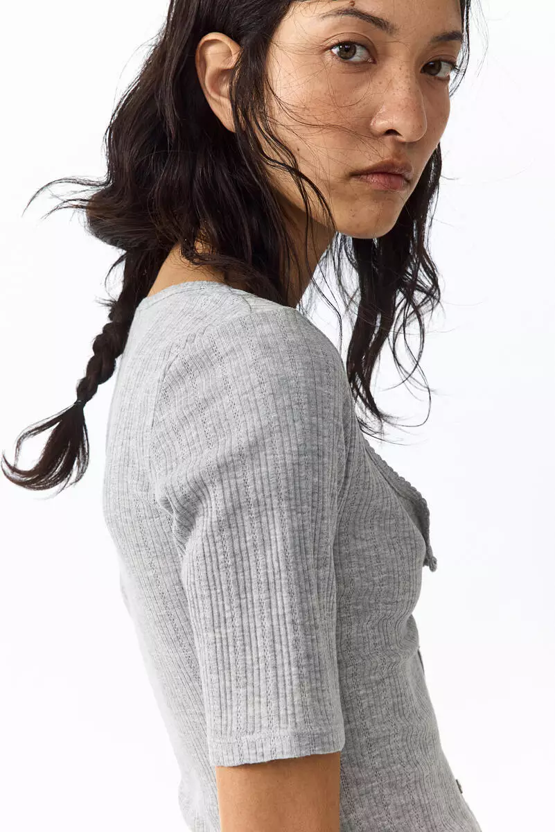 Pointelle-knit top