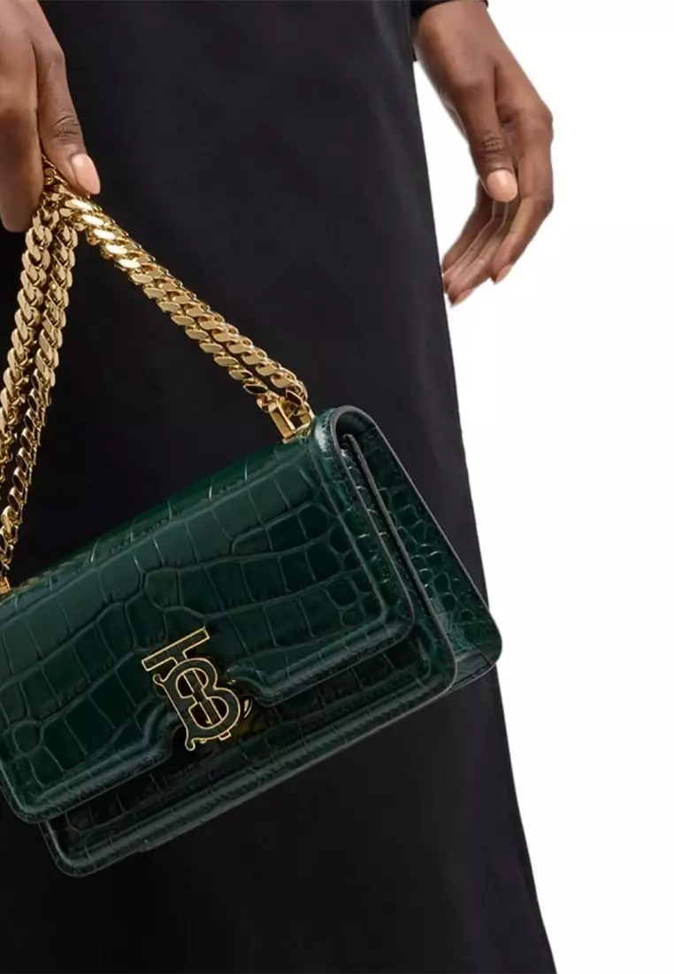 Mini TB Crossbody Bag in Dark Viridian Green