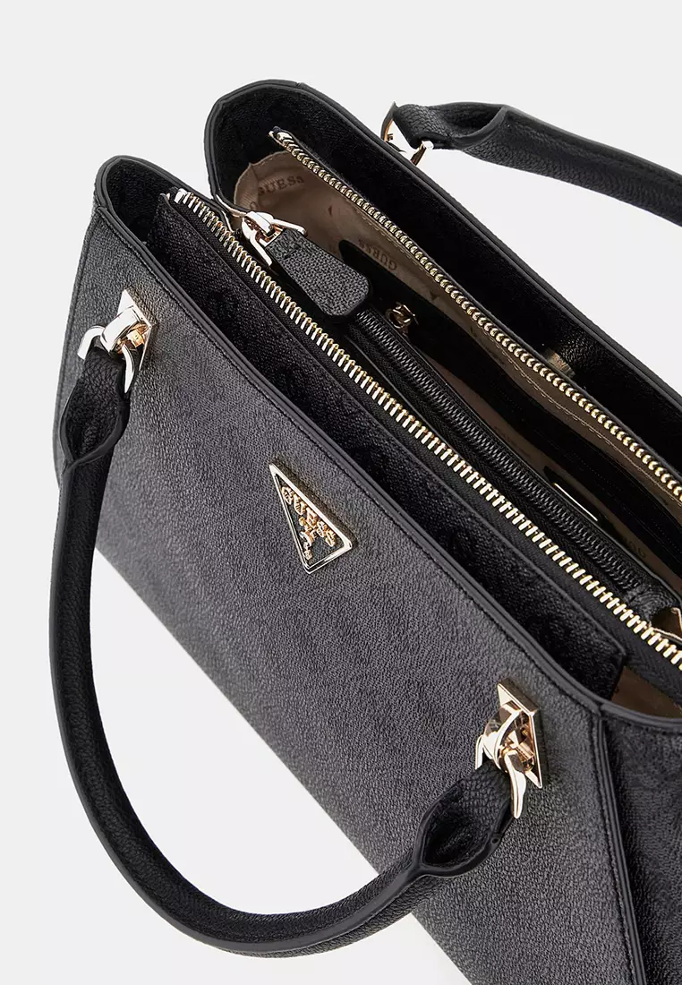 GUESS sac à main Noelle II Luxury Satchel Bag Brown Logo