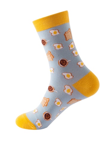 Kings Collection grey Sunshine Egg & Toast Pattern Cozy Socks (One Size) HS202175 C13C7AACAC3ACBGS_1