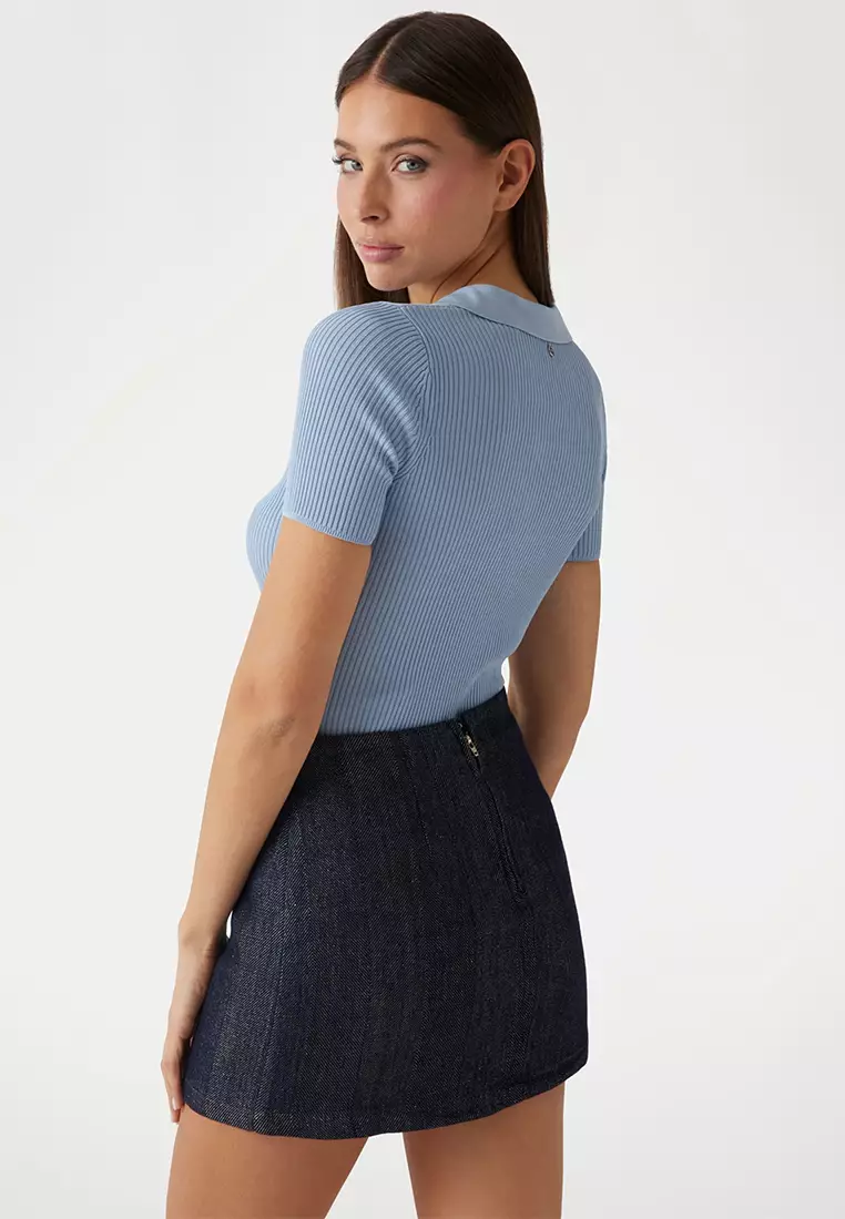 Paula Short Sleeve Polo Neck Sweater