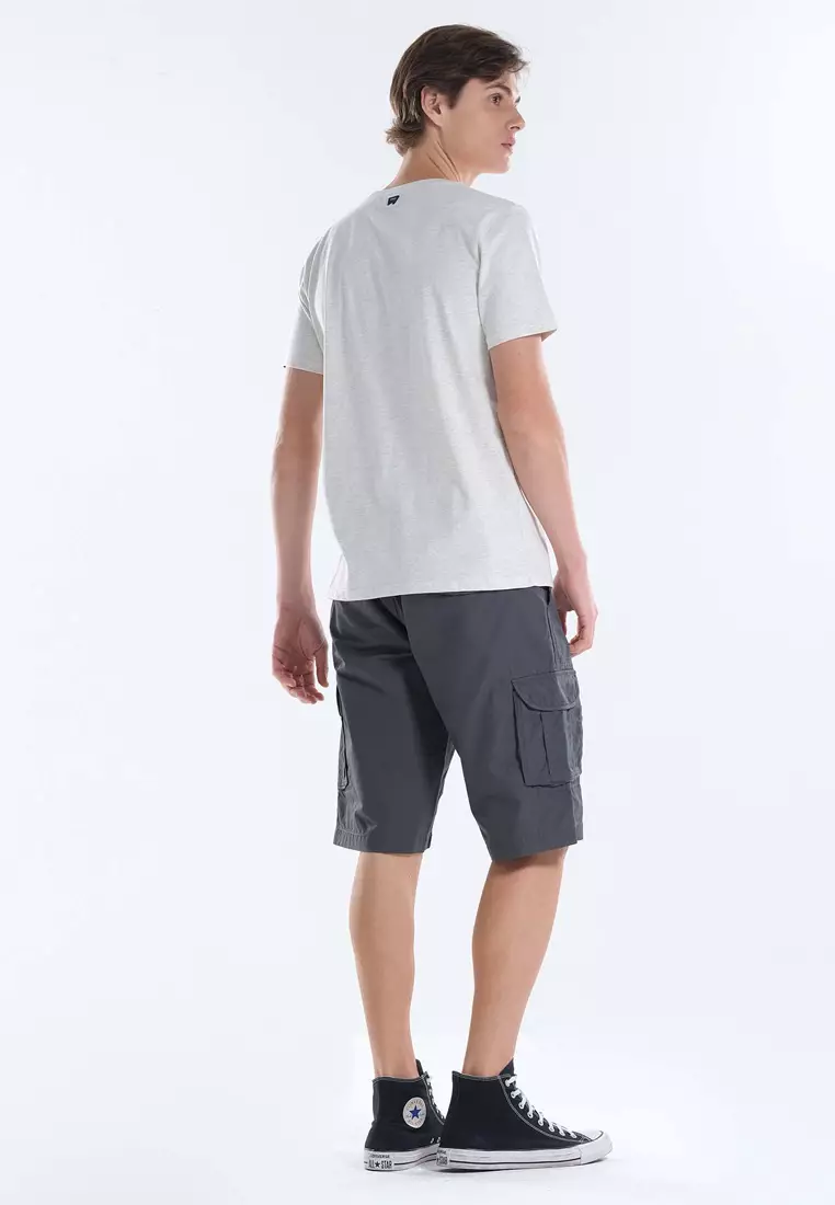 Logo Print T-Shirt for Mens in Oatmeal Color