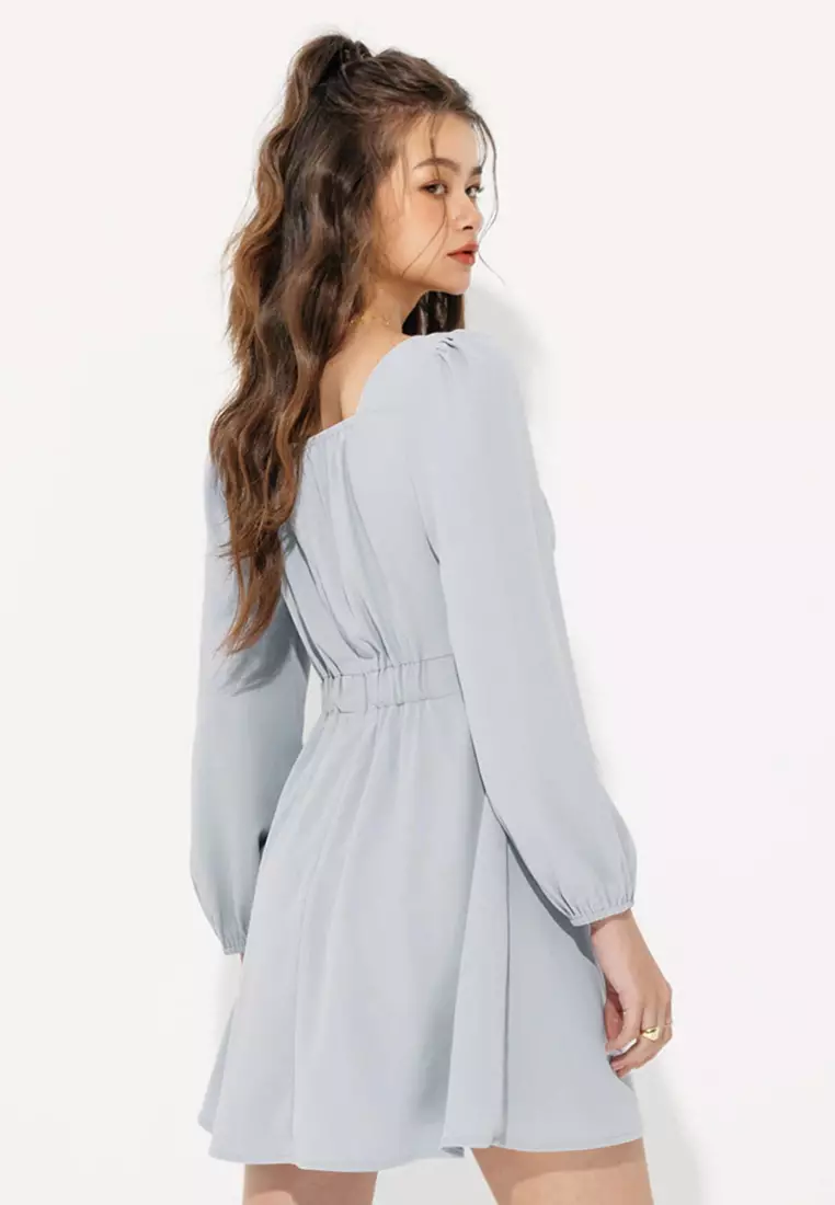 Puff Sleeve Square Neck Mini Dress