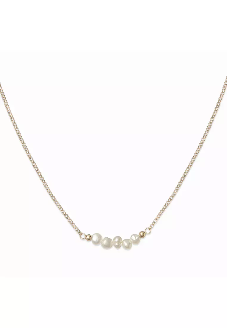 Gold plated sales pearl necklace