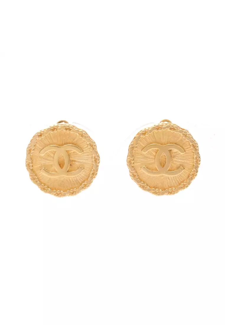 Chanel 94P Vintage Large CC Logo Statement Drop Earrings 24K GHW