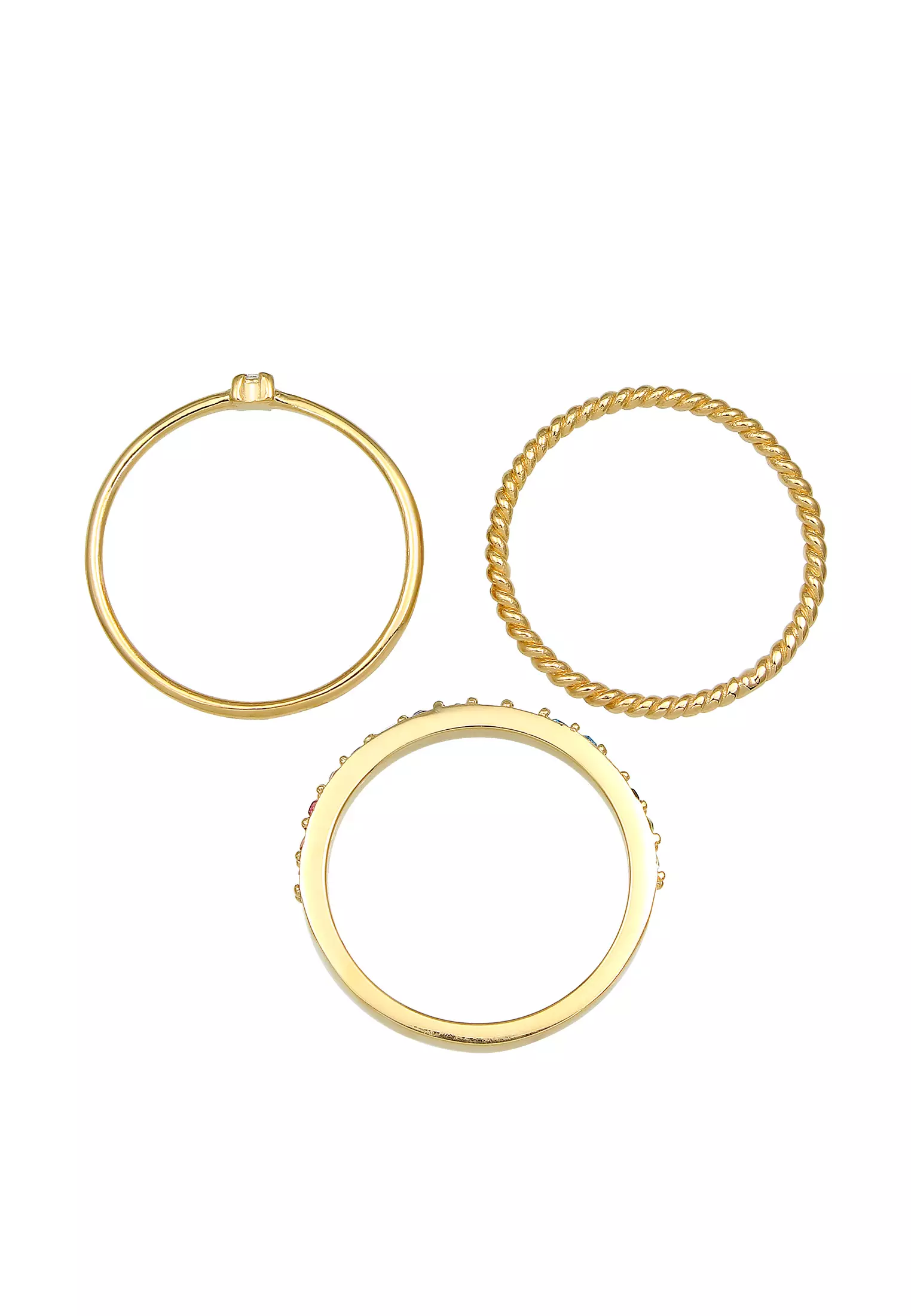 Ring Set Multi-Colour Crystals Gold Plated