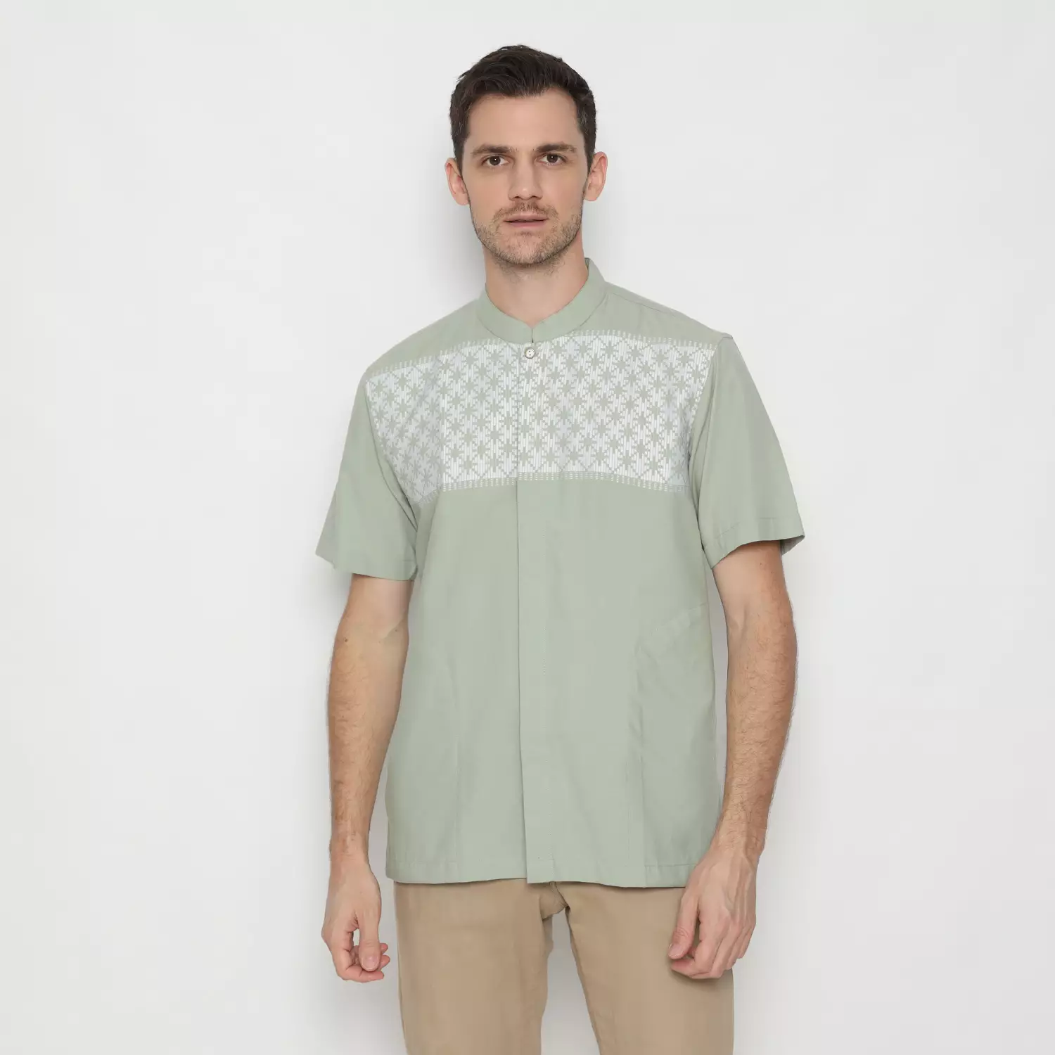 Platini Kemeja Koko Pria Lengan Pendek Katun 931318.52 SAGEGREEN