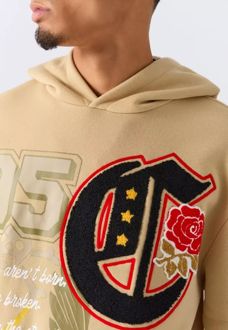 纽约市街头服饰 - 陈尼尔连帽衫 - 卡其色