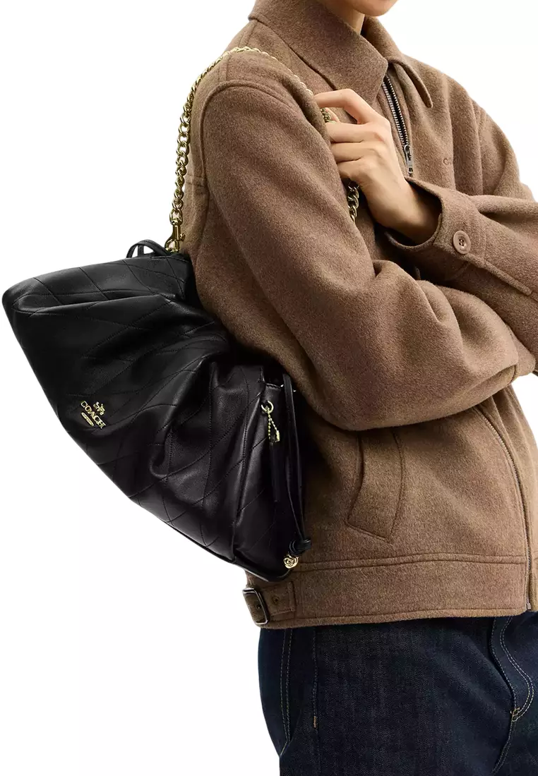Faye Large Shoulder Bag With Quilting - Black CCZ58