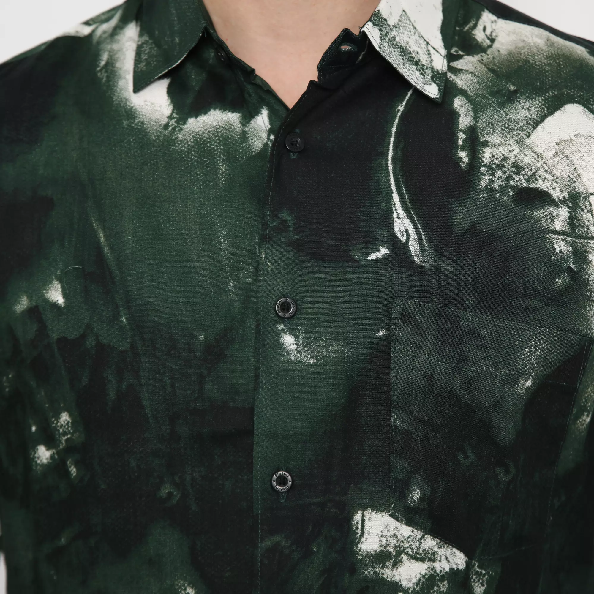 Platini Baju Kemeja Basic Pria Pendek Katun Rayon Hijau 73285