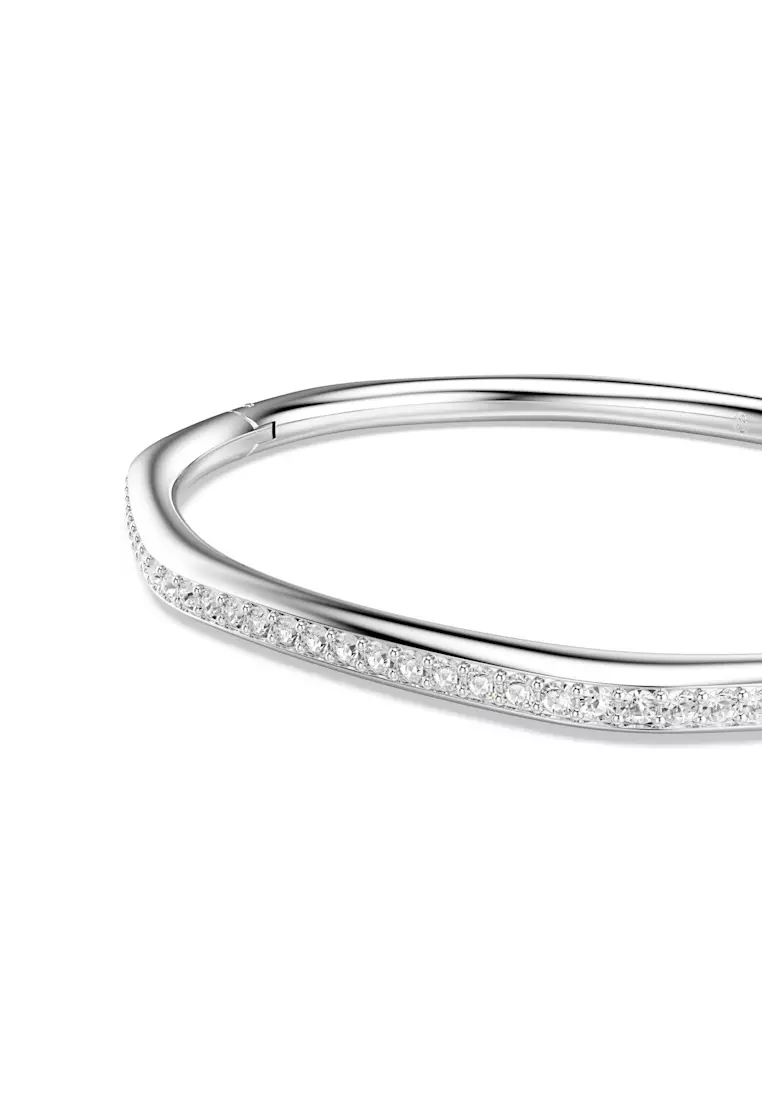 Dextera bangle, Octagon shape, Round cut, White, Rhodium plated