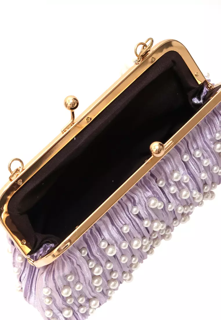 Eilaria Tas Selempang Pesta Wanita Hand Bag Mini Material Leather ORIGINAL - Purple