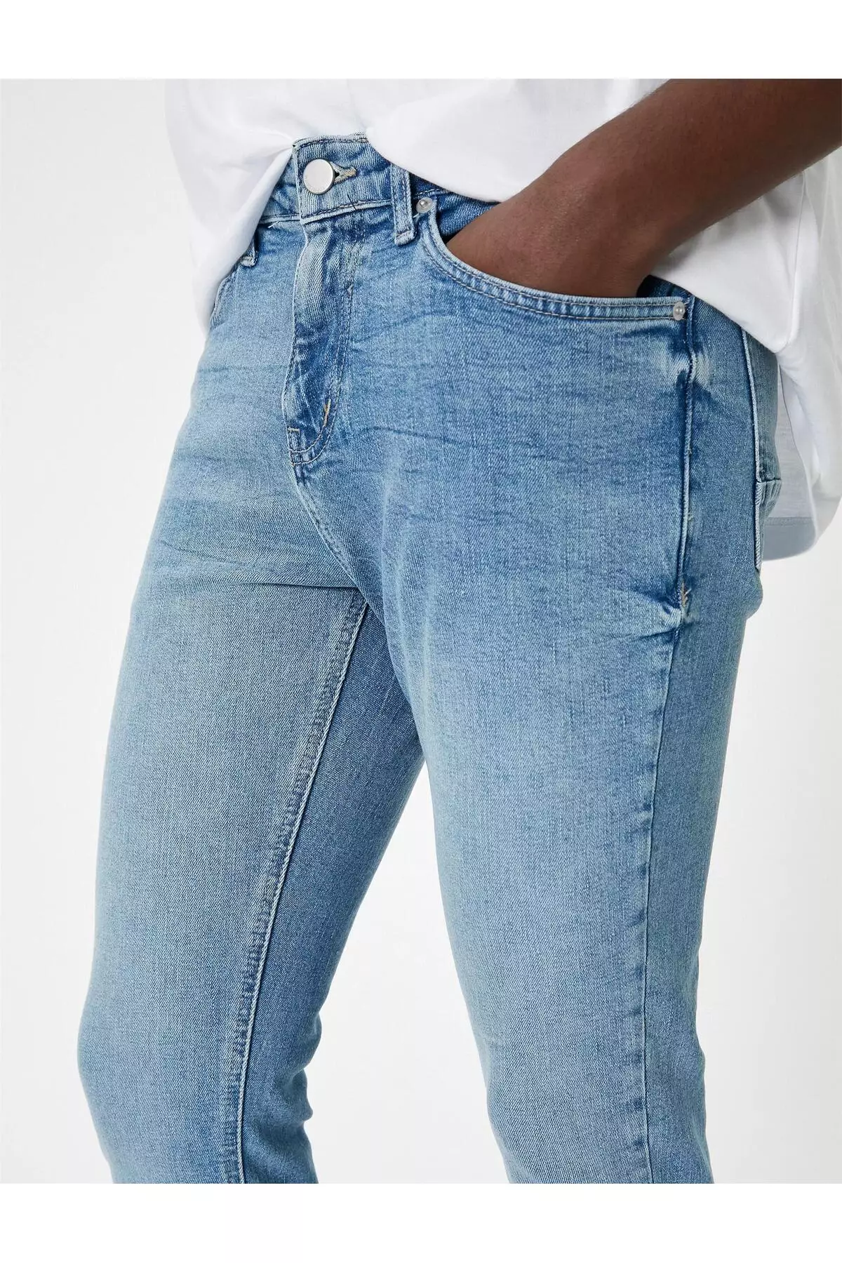 Light Indigo Cotton Denim Trousers