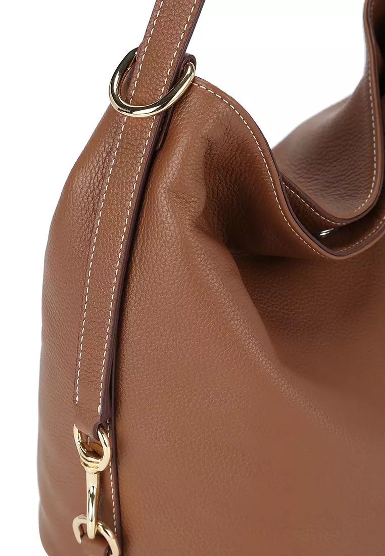 ORUKAMI Convertible Soft Bucket Bag - Caramel