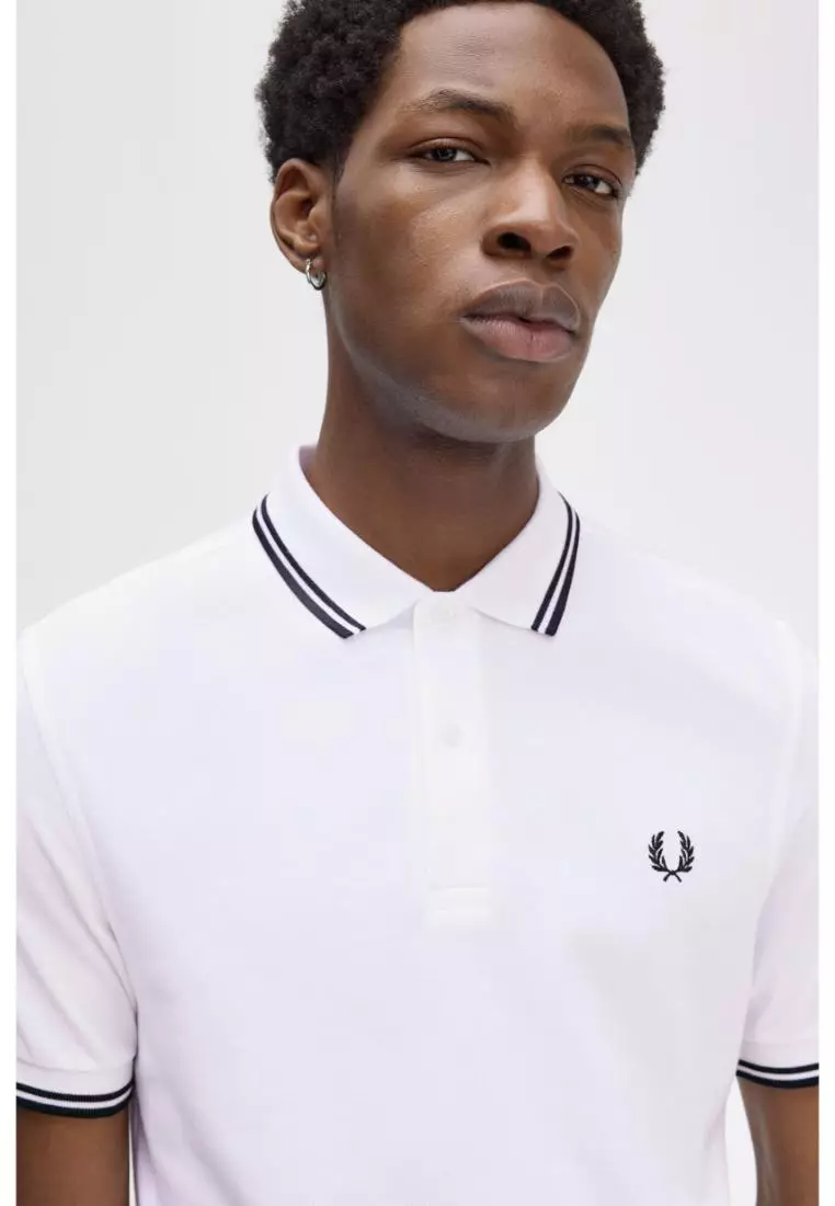Fred Perry M3600 Twin Tipped Fred Perry Shirt (White / Black / Black)