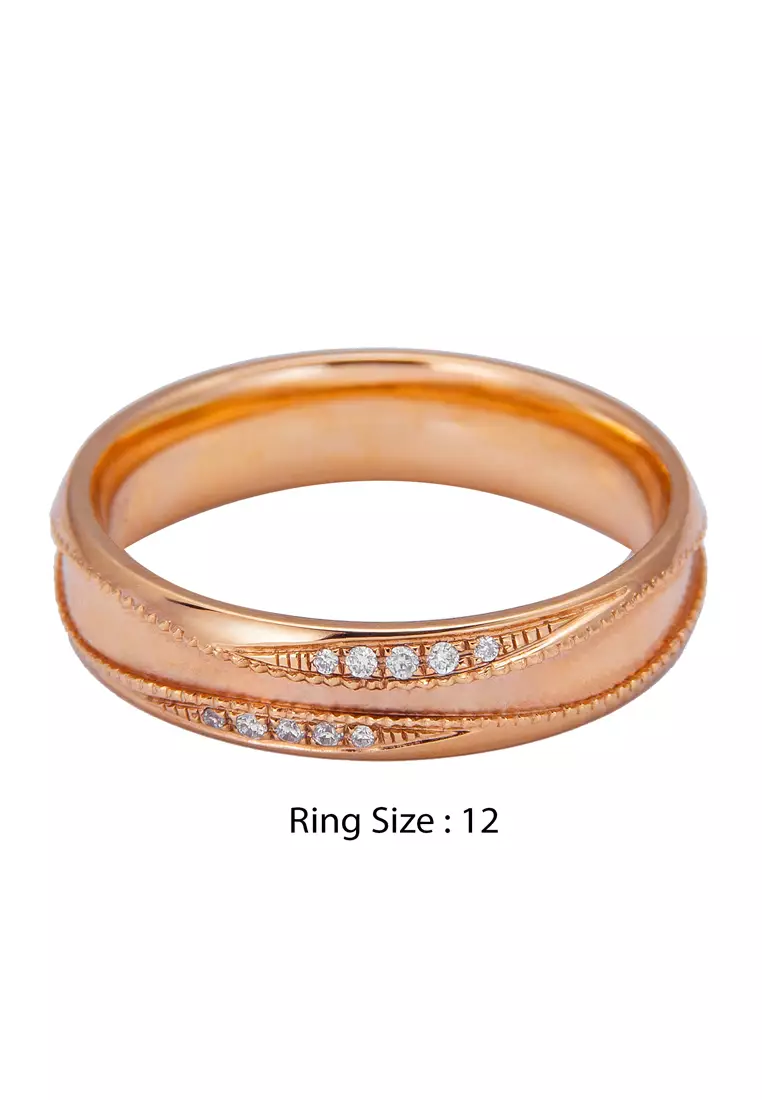 LITZ 18K玫瑰金戒指 YF-CNC-QL022G