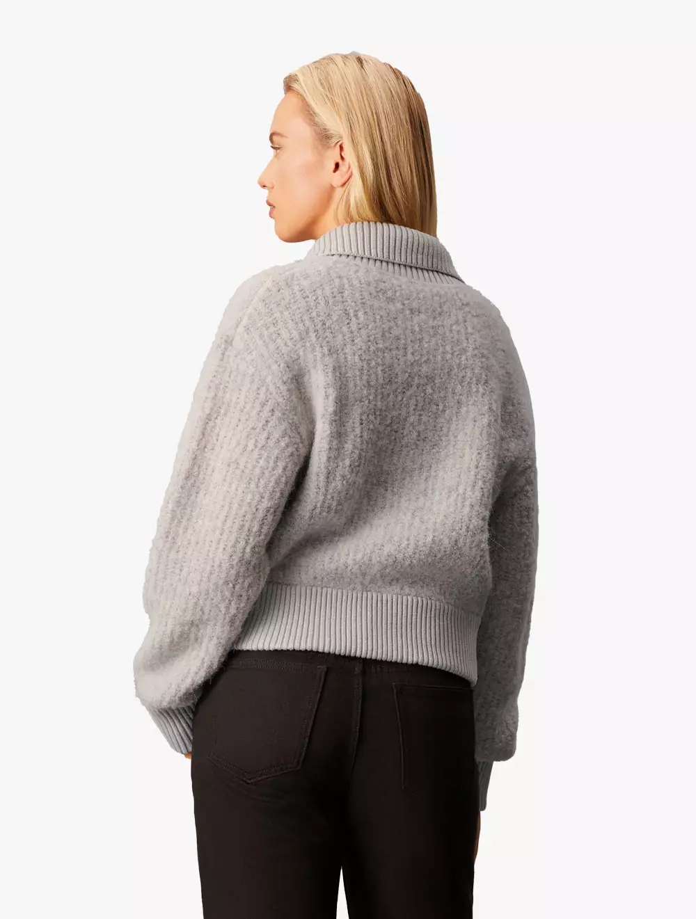 Calvin Klein Jeans - Cropped Half Zip Alpaca Jumper - Grey - grey