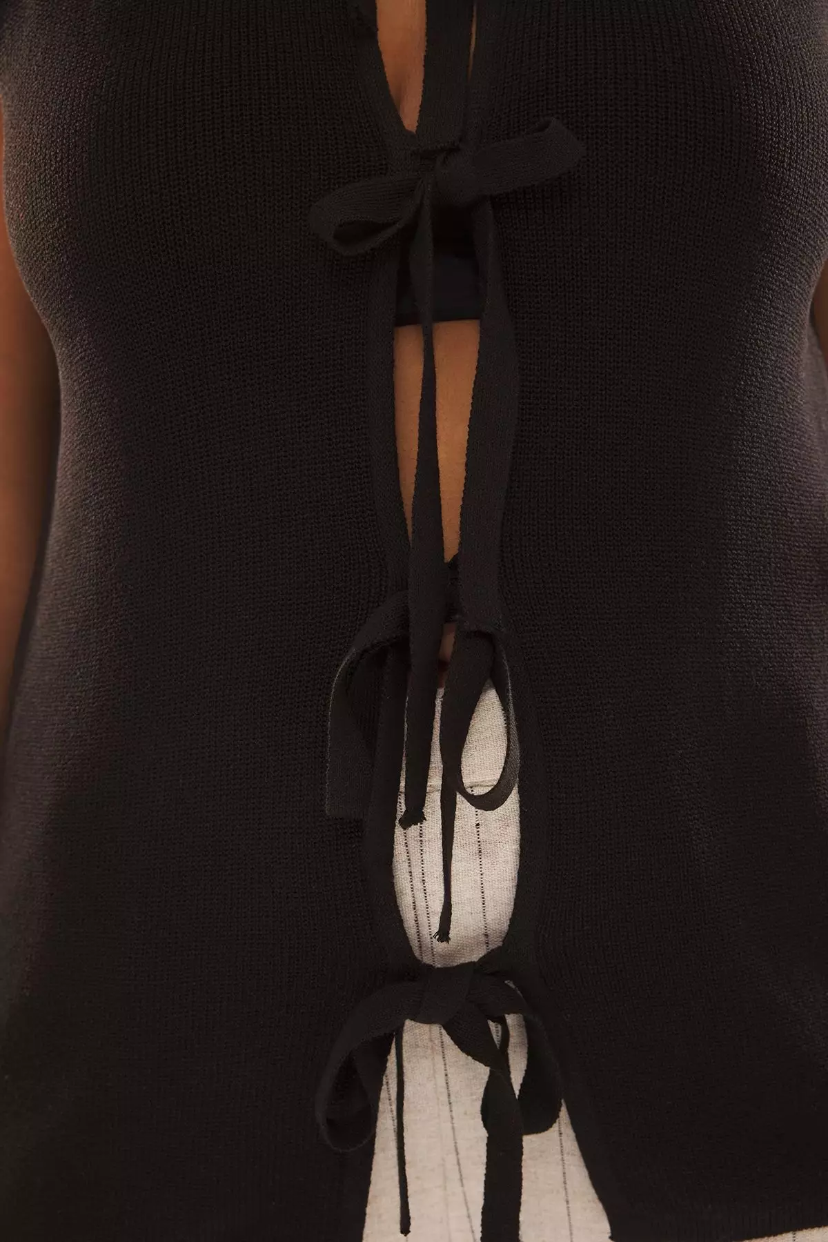 Plus Size Bows Detail Knitted Blouse