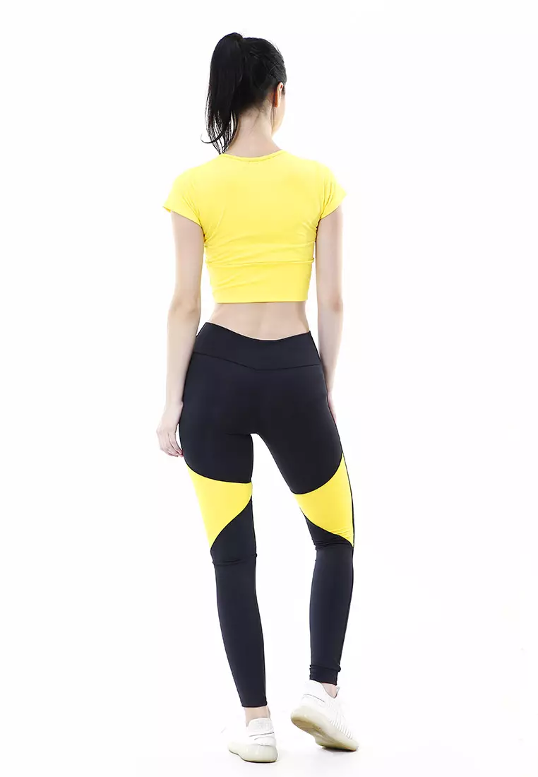 Jovita One Set Atasan Bawahan Baju Senam Aerobik Relaxed Fit - Kuning