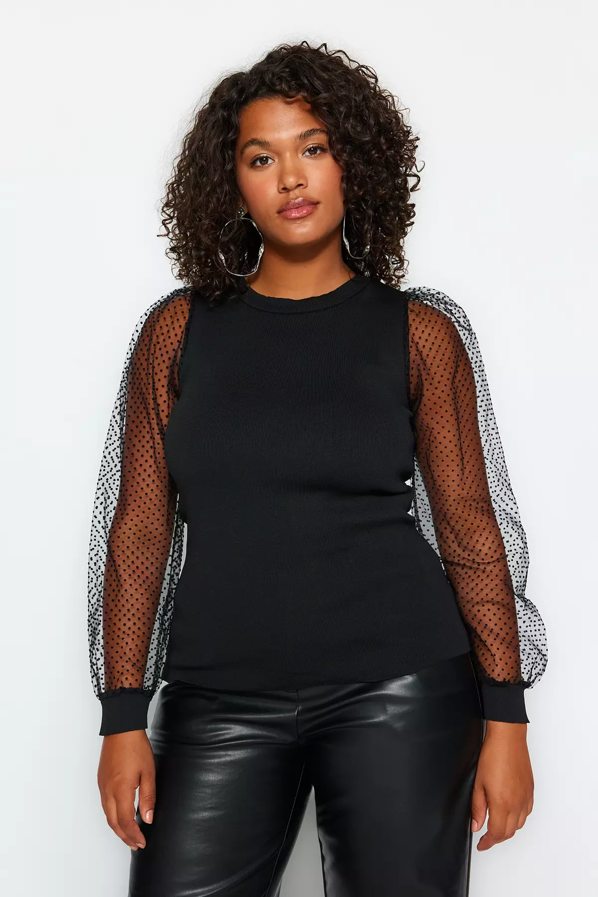 Black fishnet top plus size store