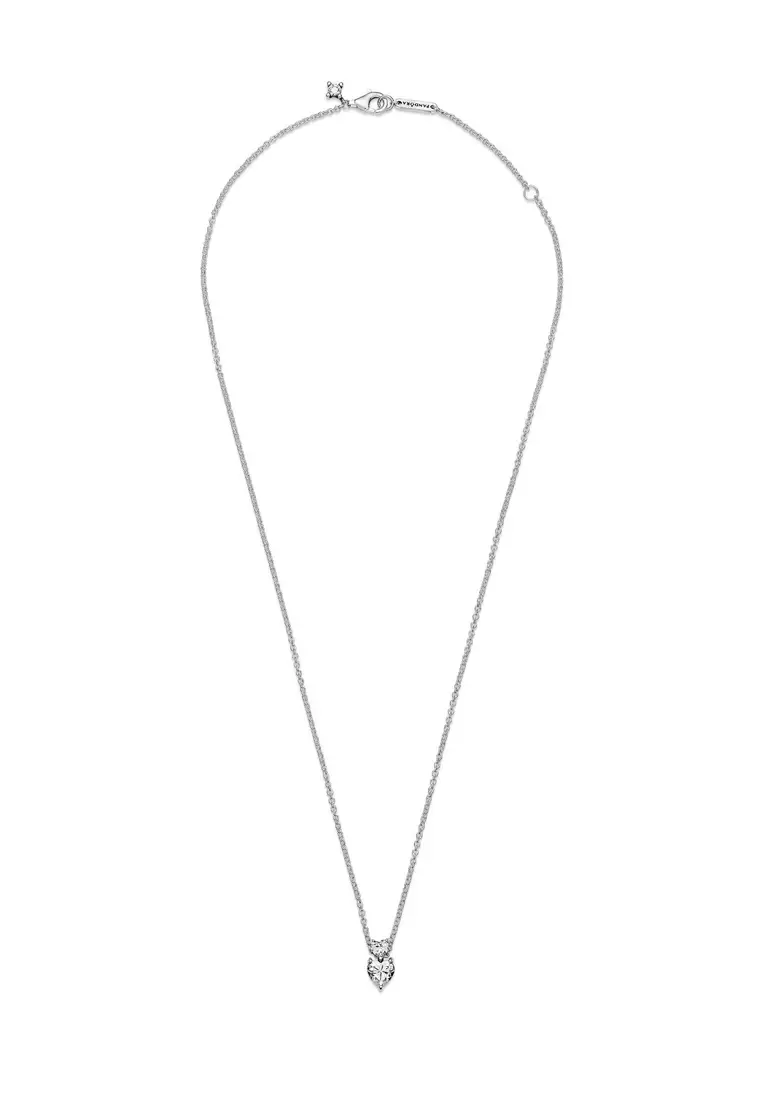 Double Heart Pendant Sparkling Collier Necklace