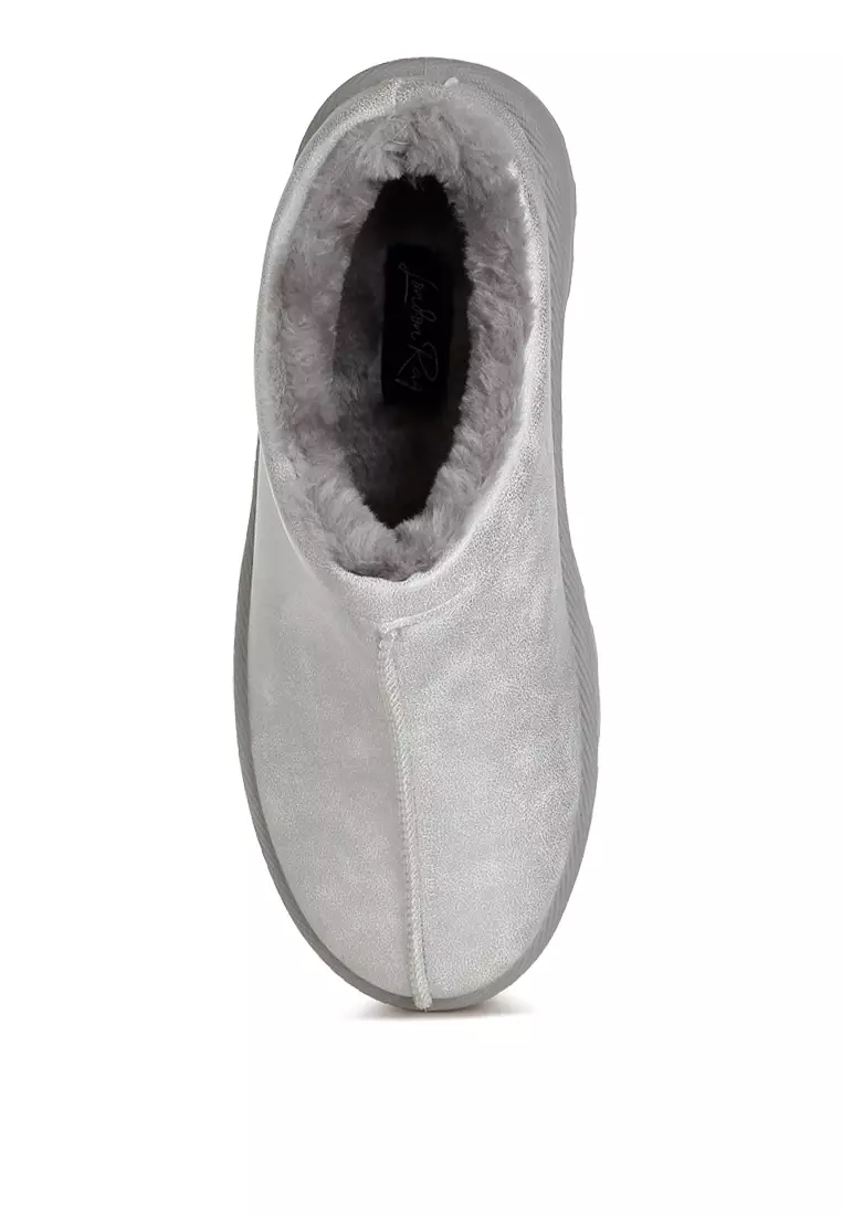 Sepatu Slip-On Klasik Platform Kulit Imitasi Warna Silver