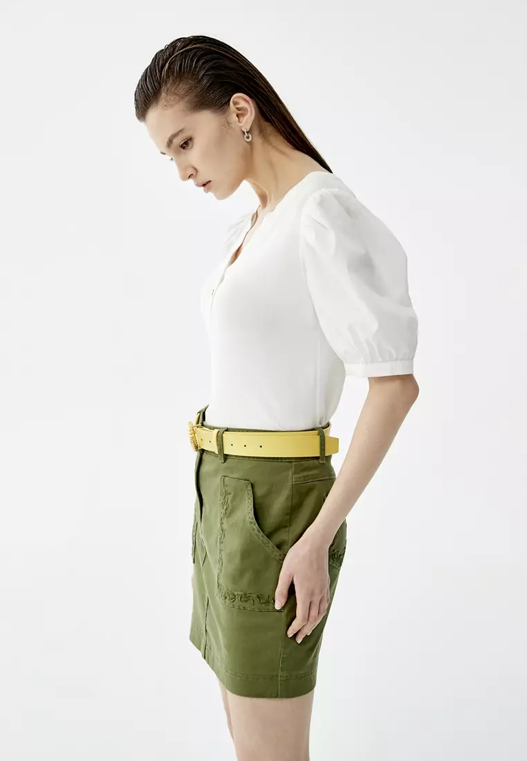 Basic Green Denim Skirt