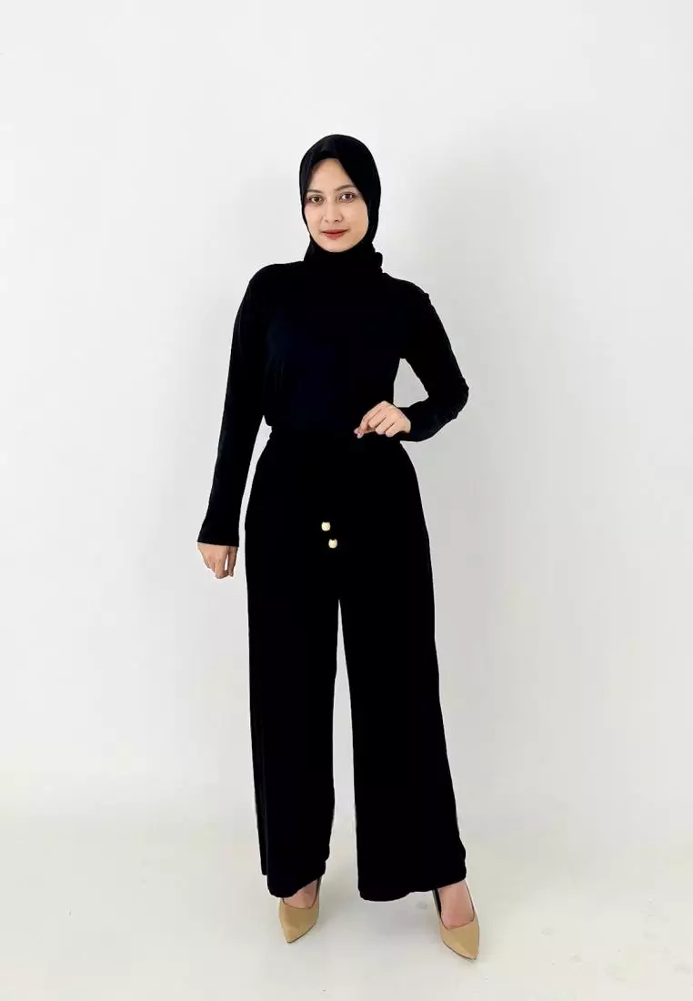 Soft Cotton Culotte (Celana Panjang Basic Katun Wanita) Hitam