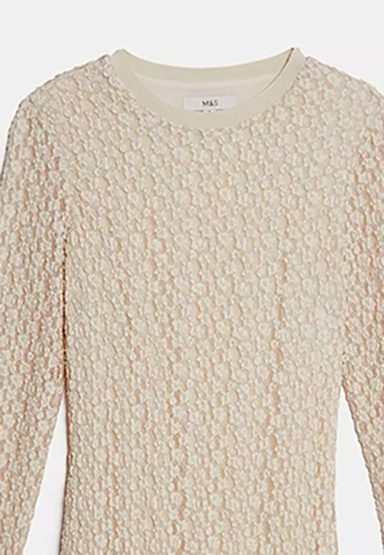 Jersey Lace Round Neck Midaxi Column Dress