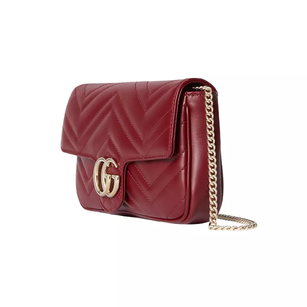 GG Marmont Small Bag Matelassé Chevron Rosso Ancora