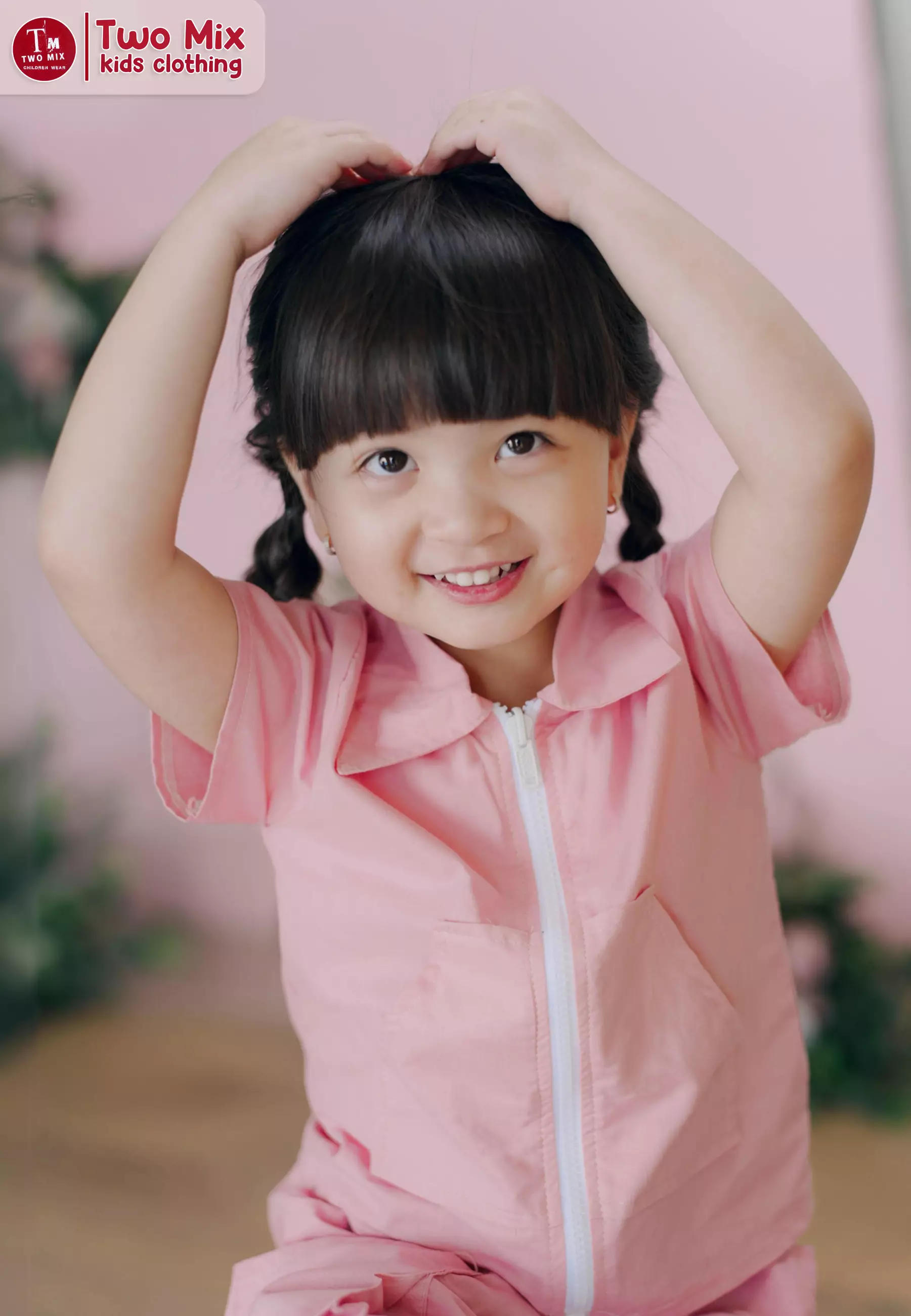 Two Mix - Oria Set Baju Setelan Anak Perempuan Lucu Katun 1-12 Tahun 4393 Coral Pink