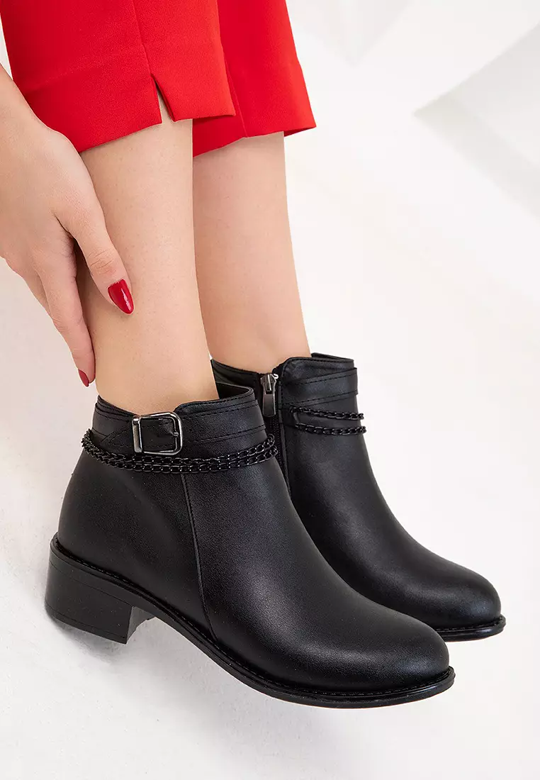 Buy Soho Buckle Strap Low Heeled Ankle Boots 2025 Online ZALORA