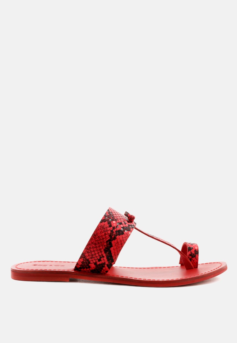 Snake Print Thong Flat Sandals