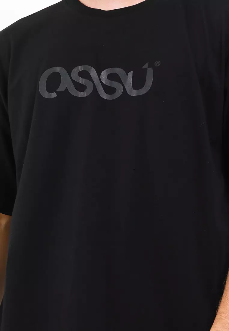 Ossu T-Shirt Logo Basic Full Black Sand Washed Cotton Combed