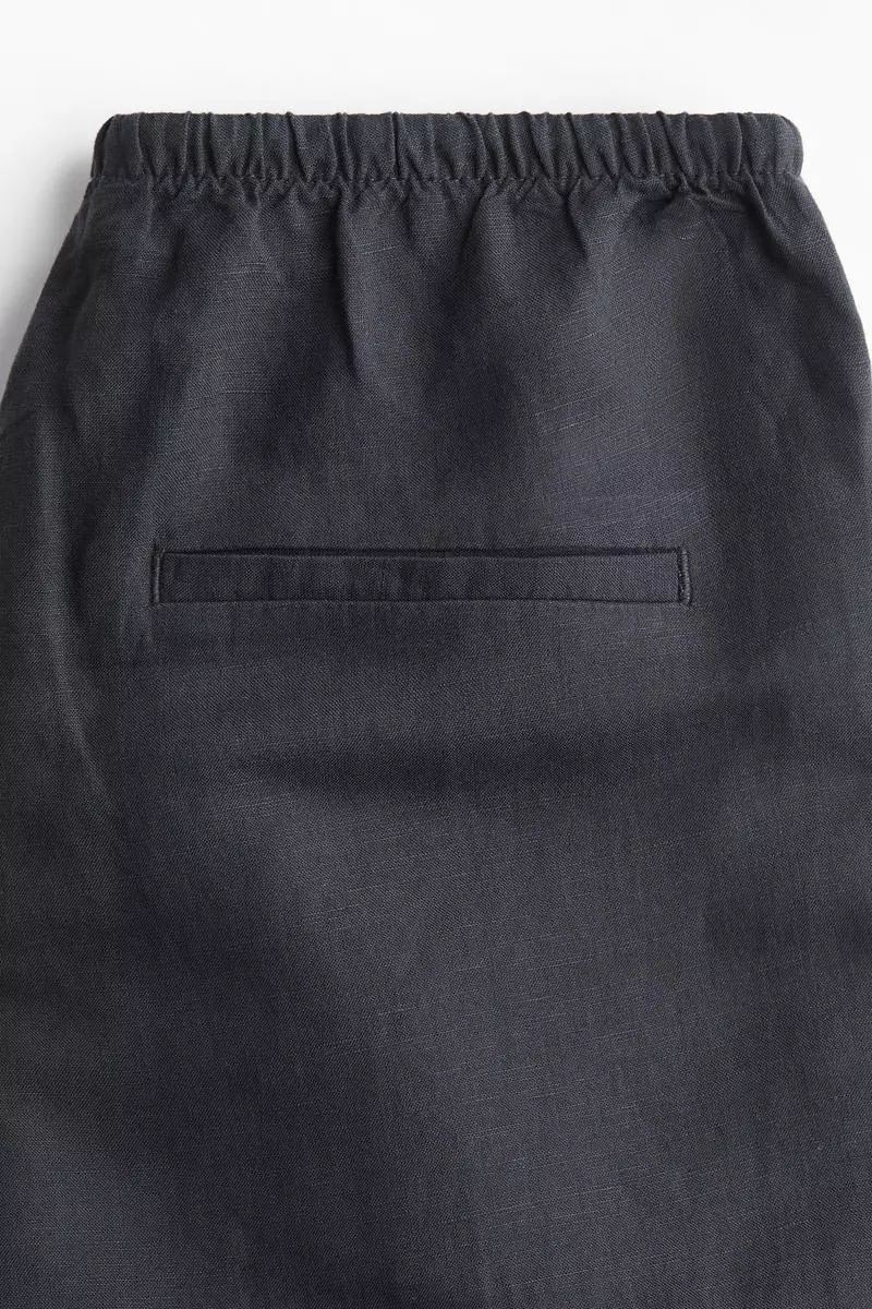 Straight linen-blend trousers