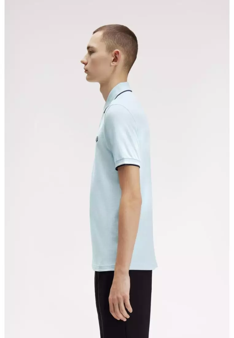 Fred Perry M3600 Twin Tipped Fred Perry Shirt (Light Ice / Silky Peach / Tennis Blue)
