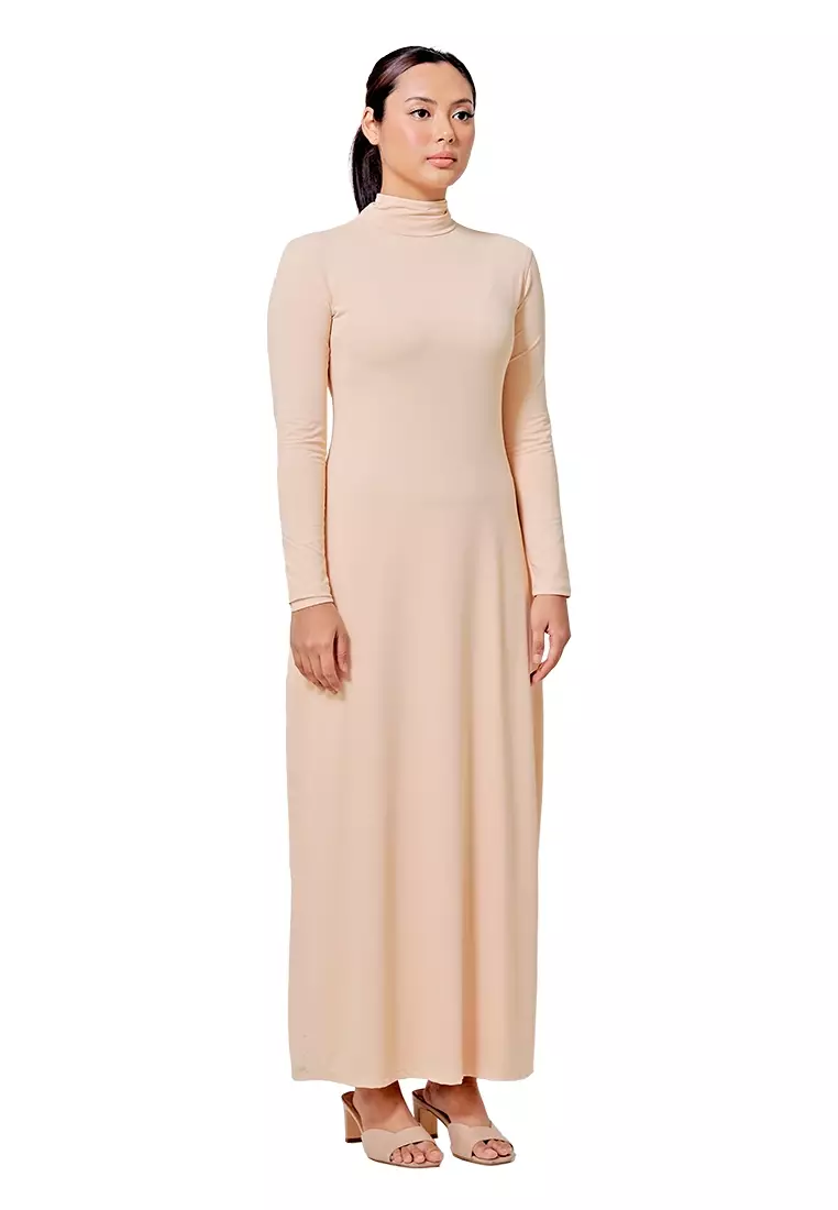 Inner Dress Turtleneck Long Sleeve in Beige