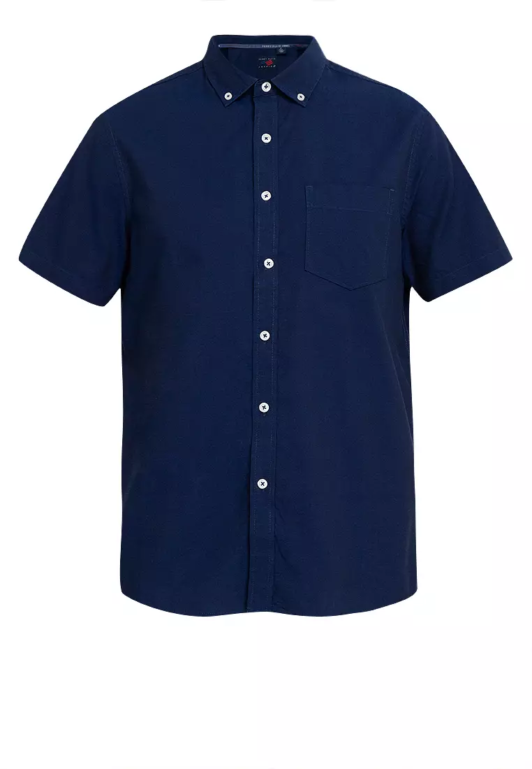 Woven Short Sleeves Casual Oxford Pea Shirt